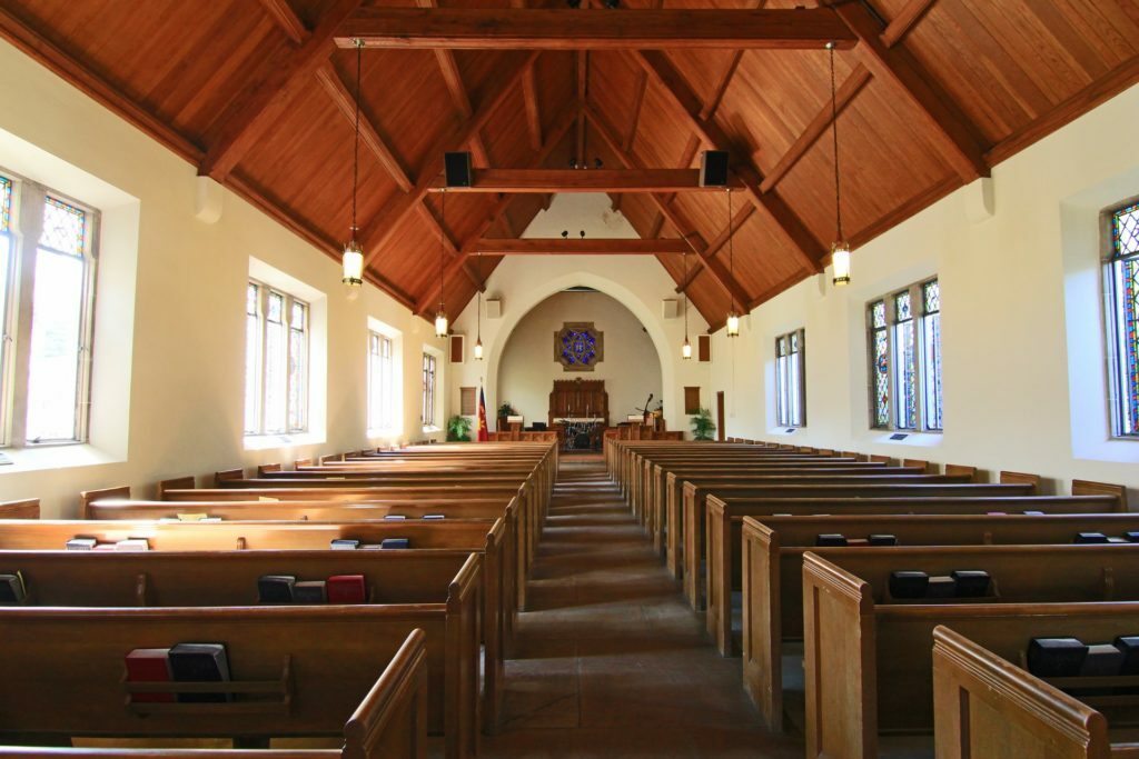 a large room with wooden floors