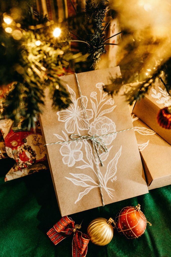 a christmas tree with presents