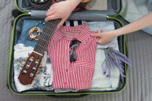 Packing things for travel in a suitcase